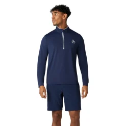 Original Penguin OP L/S 1/4 Zip Technica Blå Black-Iris New