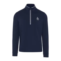Original Penguin OP L/S 1/4 Zip Technica Blå Black-Iris New