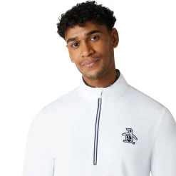 Original Penguin OP L/S 1/4 Zip Technica Vit Bright-White Discount