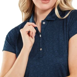 FootJoy Painted Floral Cap Sleeve Lisle Blå Navy Clearance