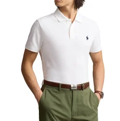 Ralph Lauren Short Sleeve Polo Performance Stretch Mesh Ceramic White Discount