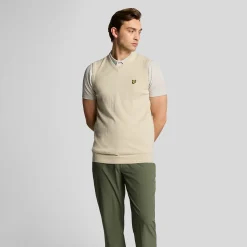 Lyle & Scott Slipover Merino Blend V-Neck Beige Beige (Sesame Z745) Clearance