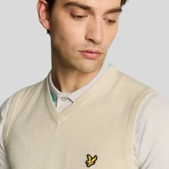 Lyle & Scott Slipover Merino Blend V-Neck Beige Beige (Sesame Z745) Clearance