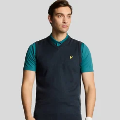 Lyle & Scott Slipover Merino Blend V-Neck Blå Navy (Z271) Clearance