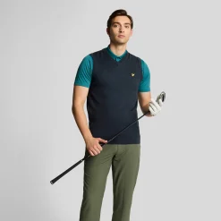 Lyle & Scott Slipover Merino Blend V-Neck Blå Navy (Z271) Clearance