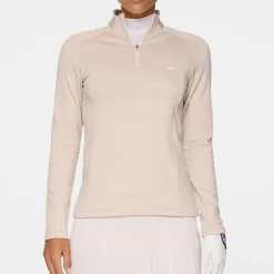 J.Lindeberg Steffi Quarter Zip Mid Layer Beige-Melange New