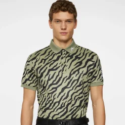 J.Lindeberg Tour Tech Print Polo Tour-Tiger-Olive-M New
