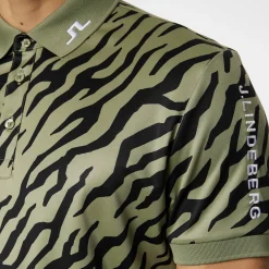 J.Lindeberg Tour Tech Print Polo Tour-Tiger-Olive-M New