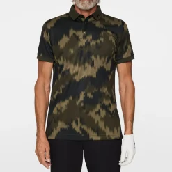 J.Lindeberg Tour Tech Print Polo Warp-Forest-L Best