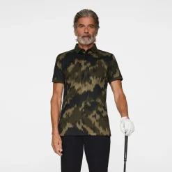 J.Lindeberg Tour Tech Print Polo Warp-Forest-L Best