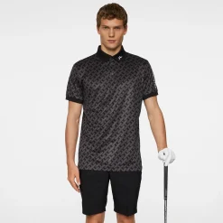 J.Lindeberg Tour Tech Print Polo Tour-Geo-Tonal-Black-M