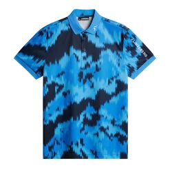 J.Lindeberg Tour Tech Print Polo Warp-Sonic-Blue-L Hot