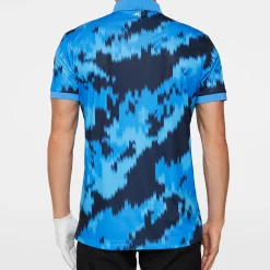 J.Lindeberg Tour Tech Print Polo Warp-Sonic-Blue-L Hot