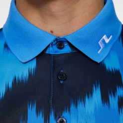 J.Lindeberg Tour Tech Print Polo Warp-Sonic-Blue-L Hot