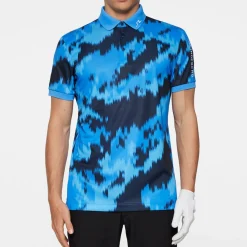 J.Lindeberg Tour Tech Print Polo Warp-Sonic-Blue-L Hot