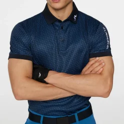 J.Lindeberg Tour Tech Print Polo Shadow-Bridge-Navy-S Hot