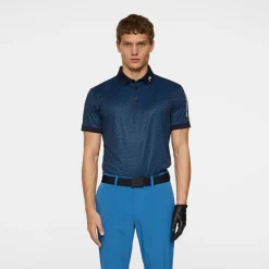 J.Lindeberg Tour Tech Print Polo Shadow-Bridge-Navy-S Hot