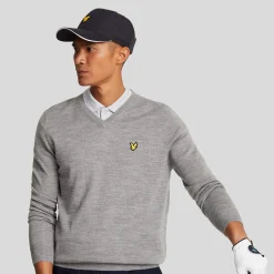 Lyle & Scott V-Neck Merino Blend Grå Mid Grey (T28) Discount