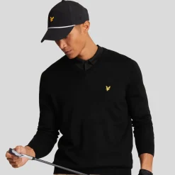 Lyle & Scott V-Neck Merino Blend Svart Jet Black (Z865) New