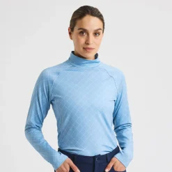 Röhnisch Warm High Collar Top Micro-R-Check-Dove-Blue
