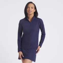 Puma W Houndstooth 1/4 Zip Deep-Navy Hot