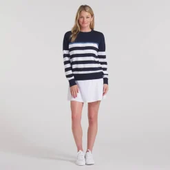 Puma W Resort Stripe Sweater Deep-Navy-White-Glow