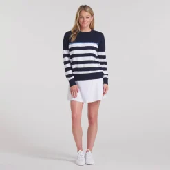 Puma W Resort Stripe Sweater Deep-Navy-White-Glow