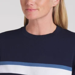 Puma W Resort Stripe Sweater Deep-Navy-White-Glow