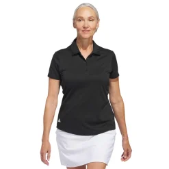Adidas W Solid Performance Short Sleeve Polo Shirt Svart Black Discount