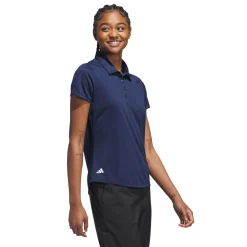 Adidas W Solid Performance Short Sleeve Polo Shirt Blå CollegiateNavy Discount