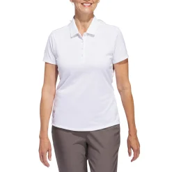 Adidas W Solid Performance Short Sleeve Polo Shirt Vit White Clearance