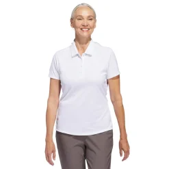Adidas W Solid Performance Short Sleeve Polo Shirt Vit White Clearance