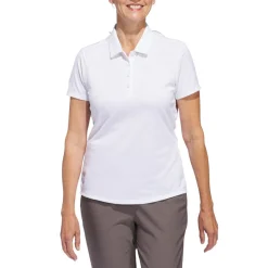 Adidas W Solid Performance Short Sleeve Polo Shirt Vit White Clearance