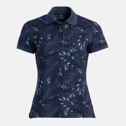 Bogeys & Birdies W Tech Hidden Button Pique AOP Blå Navy/Chambray Discount