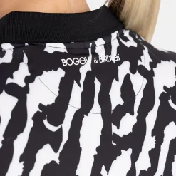 Bogeys & Birdies W Tech Hidden Button Pique AOP Svart Vit Black/White (Zebra) Discount
