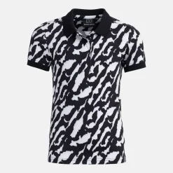 Bogeys & Birdies W Tech Hidden Button Pique AOP Svart Vit Black/White (Zebra) Discount