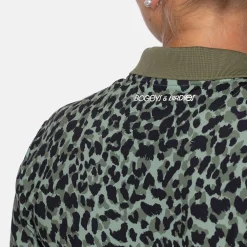 Bogeys & Birdies W Tech Hidden Button Pique AOP Svart Clover Green/Black Outlet