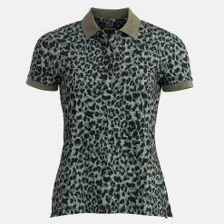 Bogeys & Birdies W Tech Hidden Button Pique AOP Svart Clover Green/Black Outlet